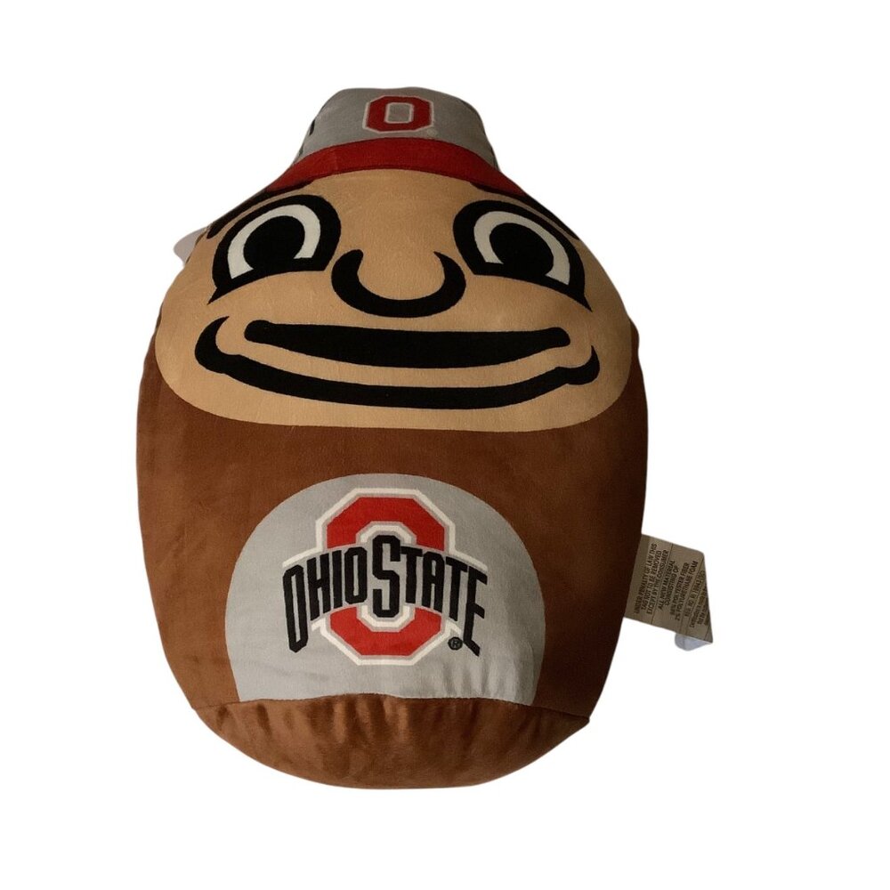 Ohio State Buckeyes Brutus Buckeye Plush Pillow Mascot Head 16” NEW NWT Official